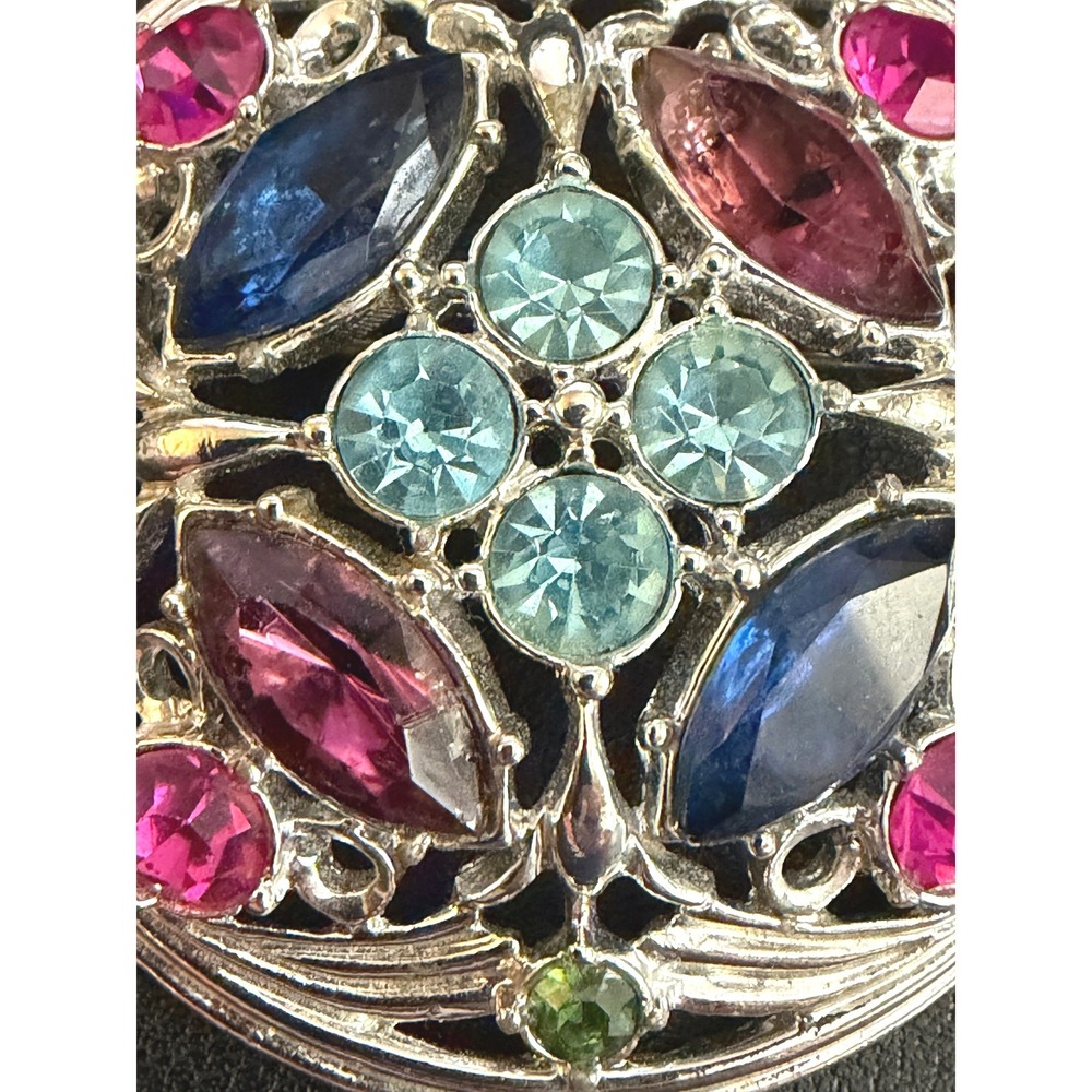 Vintage Sarah Coventry Rhinestone Brooch Silver Tone